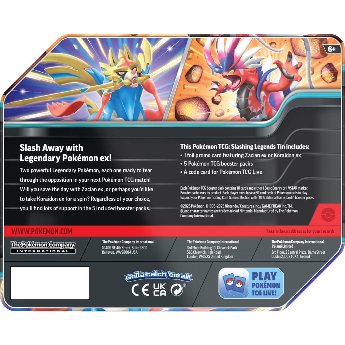 Pokemon Trading Card Game Slashing Legends Tin (Styles May Vary)