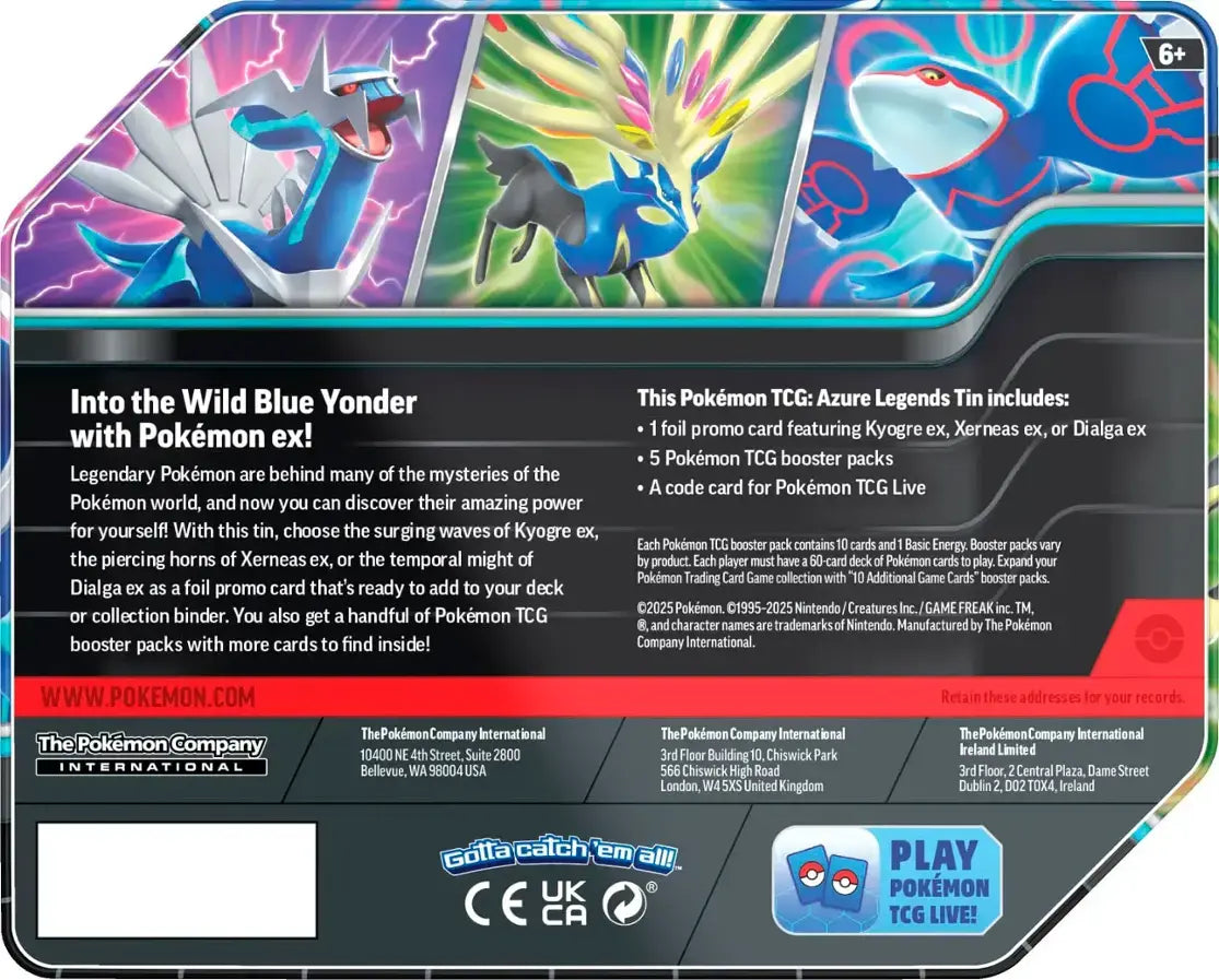 Pokémon - Trading Card Game: Azure Legends Tin - Styles May Vary